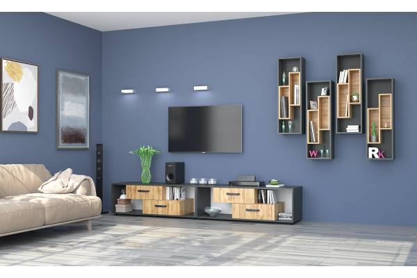 Модулна секция Вива Конфигурация 3 - Антрацит/Дъб вотан