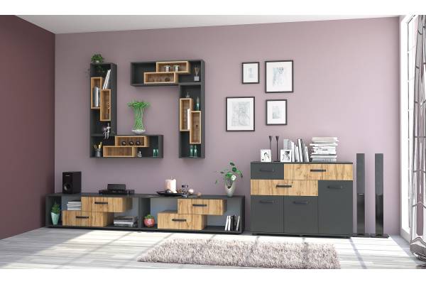 Модулна секция Вива Конфигурация 2 -  Антрацит/Дъб вотан