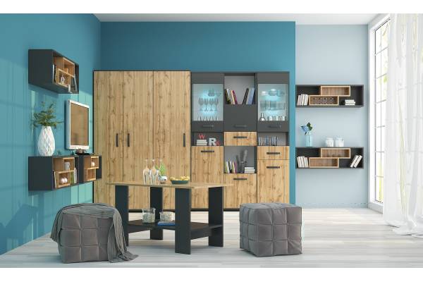 Модулна секция Вива Конфигурация 1 - Антрацит/Дъб вотан