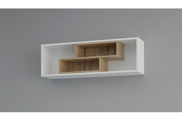 Етажерка за стена Вива М6 - Бяло Гланц/Дъб Вотан