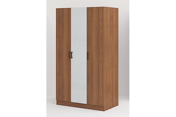 Трикрилен гардероб Лена М3 - Орех класик/Лино бланко