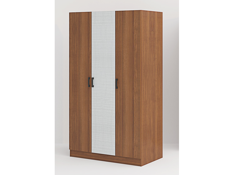Трикрилен гардероб Лена М3 - Орех класик/Лино бланко - Трикрилни гардероби