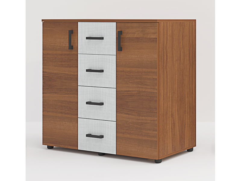 Спален комплект Лена Конфигурация 2 - Орех класик/Лино бланко - Модулна система за спалня Лена