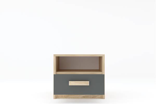 Нощно шкафче Сидни М3 - дъб сонома/анрацит/бяло гланц