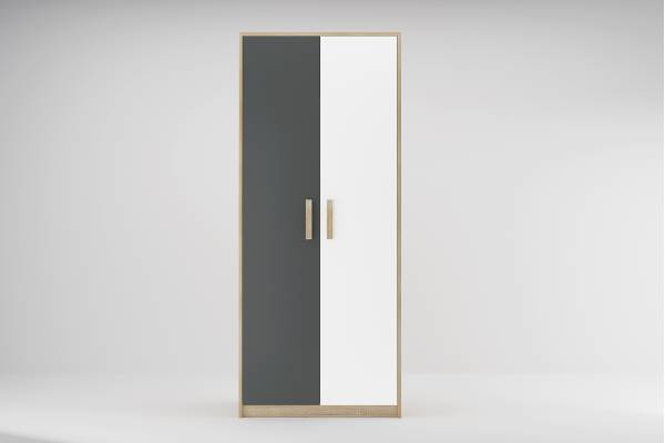 Двукрилен гардероб Сидни М5 - дъб сонома/анрацит/бяло гланц