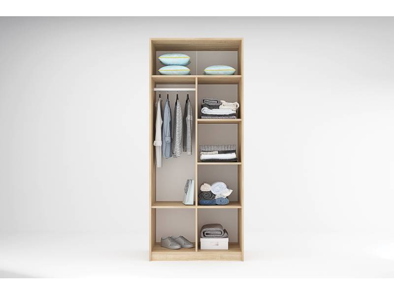 Двукрилен гардероб Сидни М5 - дъб сонома/анрацит/бяло гланц - Двукрилни гардероби