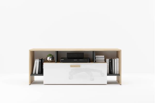 Тв шкаф Сидни М10 - дъб сонома/анрацит/бяло гланц