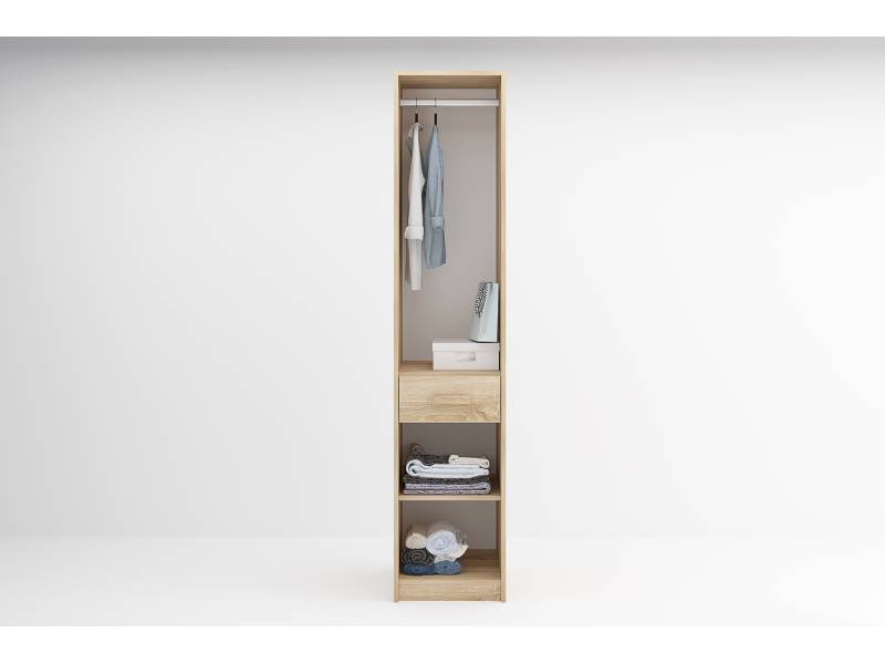 Еднокрилен гардероб Сидни М8 - дъб сонома/анрацит/бяло гланц - Еднокрилни гардероби