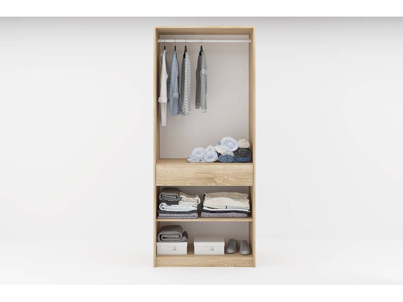 Двукрилен гардероб Сидни М9 с чекмедже - дъб сонома/анрацит/бяло гланц - Двукрилни гардероби
