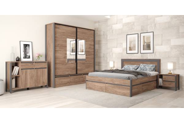 Спален комплект Соренто - Браун Силвърджак/Графит