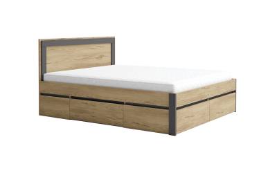 Легло Соренто с четири чекмеджета за матрак 160/200см - Голд Силвърджак/Графит