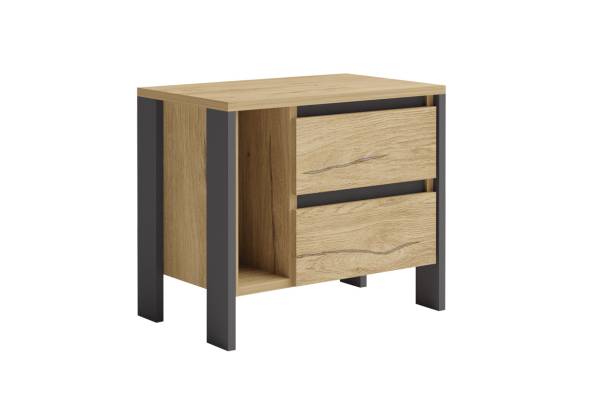 Нощно шкафче Соренто - ляво - Голд Силвърджак/Графит