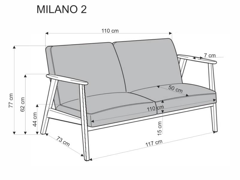 Двуместен диван Milano 2S - Дивани и канапета