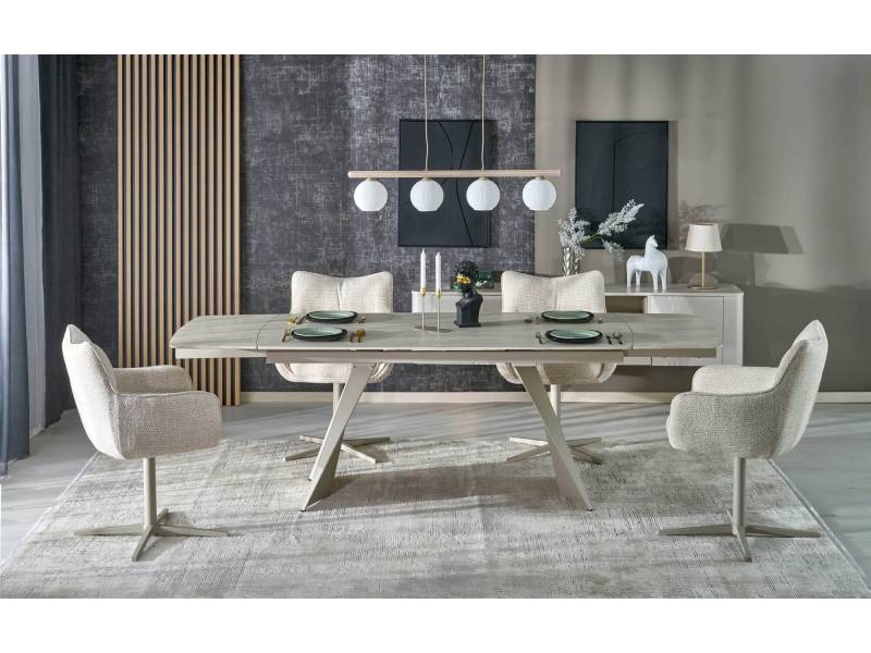 Разтегателна трапезна маса Armani - Травертин/Кашмир - Трапезни маси