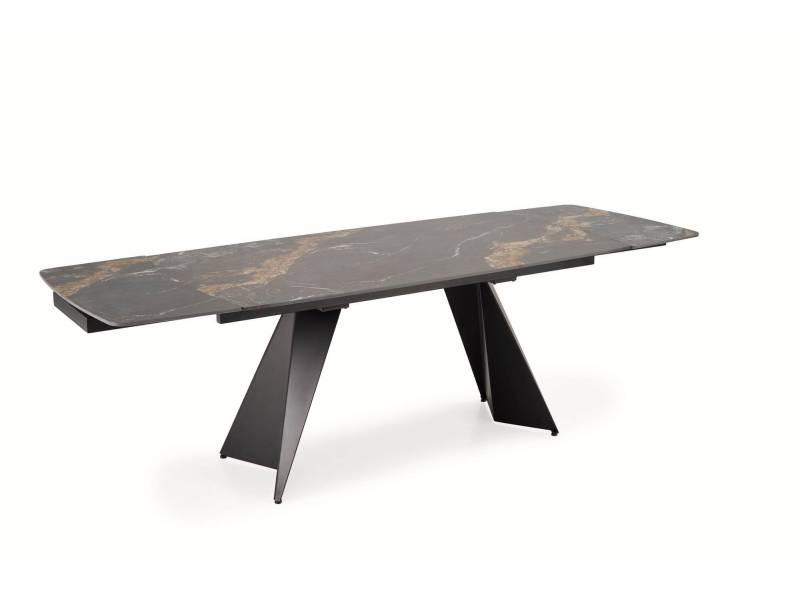 Разтегателна трапезна маса Armani - Черен мрамор/Черно - Трапезни маси