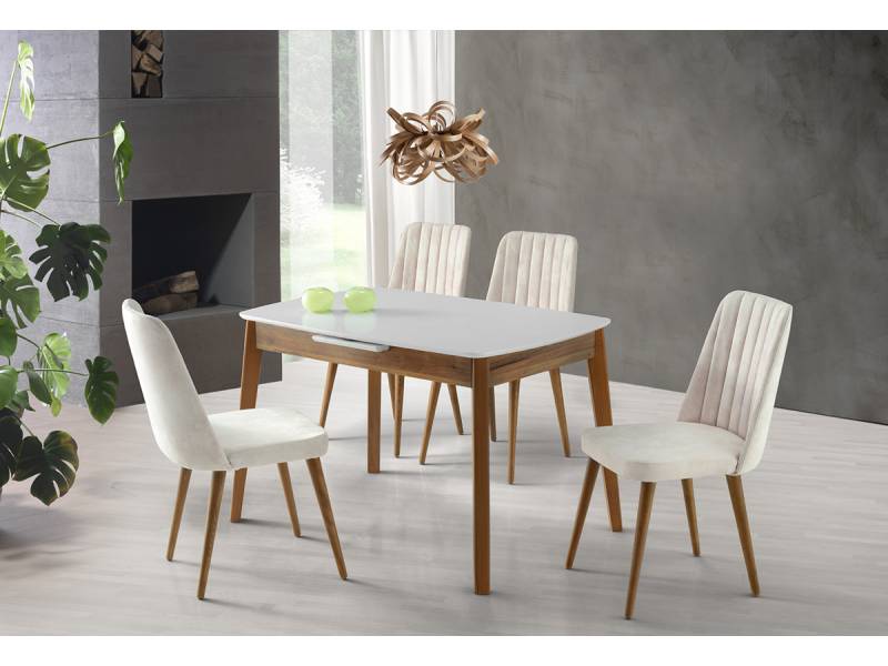 Комплект разтегателна трапезна маса ECE 553 + столове Milano 140 - Комплект маса със столове