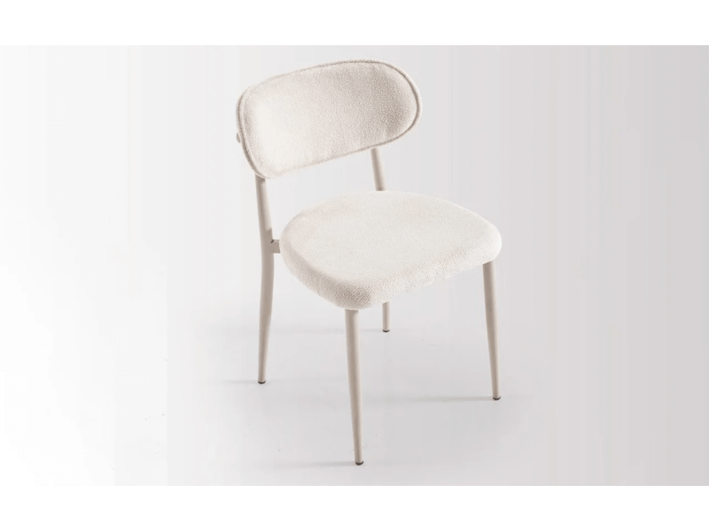 Комплект маса Rokko /Плот-Travertin, Основа-Крем/  + 4 бр. трапезни столове Polo /Дамаска-Бежова, Основа-Крем/ - Комплект маса със столове