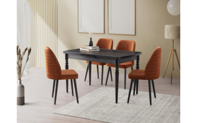 Комплект маса Venedik VN-3061 + 4 бр. трапезни столове Tutku TT-310