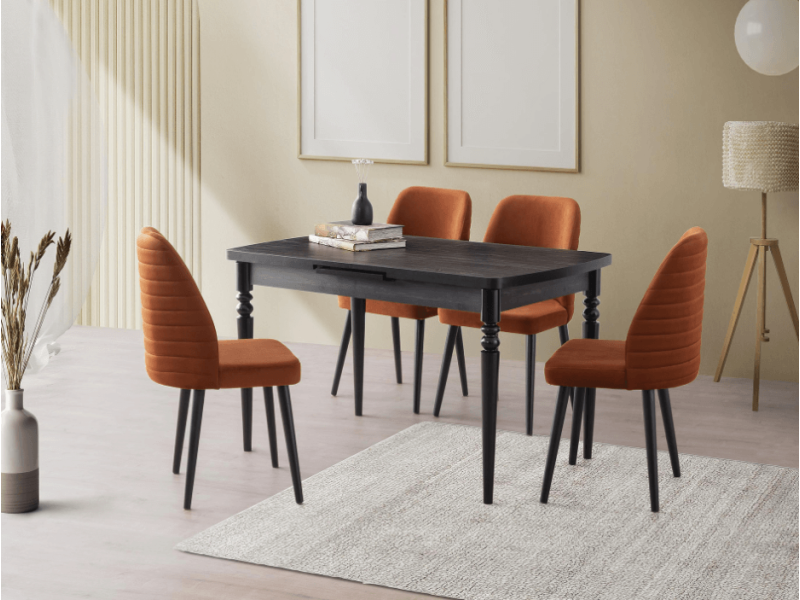 Комплект маса Venedik VN-3061 + 4 бр. трапезни столове Tutku TT-310 - Комплект маса със столове