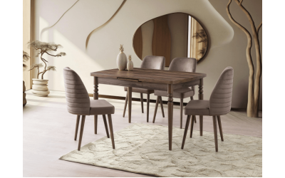 Комплект маса Venedik VN-3062 + 4 бр. трапезни столове Tutku TT-352