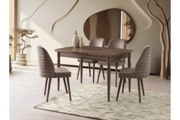 Комплект маса Venedik VN-3062 + 4 бр. трапезни столове Tutku TT-352