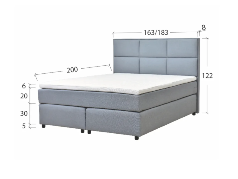 Боксспринг легло Sandra 2 с матрак с покет пружини - Тапицирани спални и легла