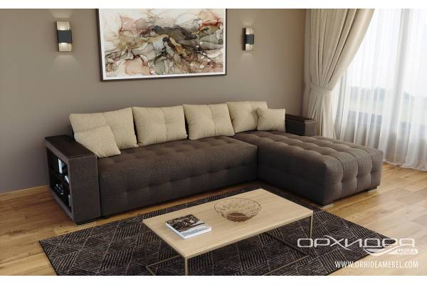 Ъглов диван Леон с твърда основа