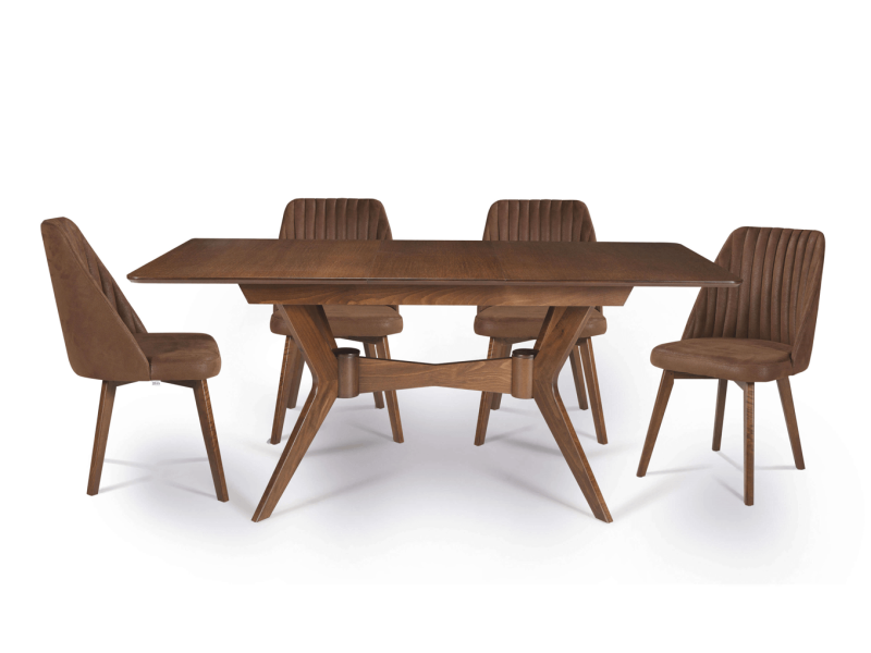 Комплект маса Ares-140 XL (Amaro/Amaro) + 4 бр. трапезни столове Viva (Amaro/Massimo 07) - Комплект маса със столове