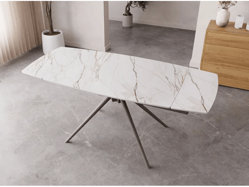Разтегателна трапезна маса Allegro - Мрамор/Капучино - Трапезни маси