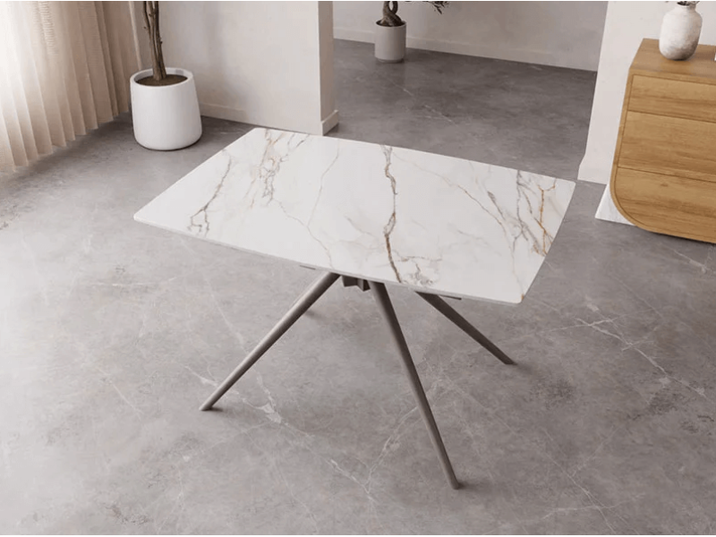 Разтегателна трапезна маса Allegro - Мрамор/Капучино - Трапезни маси