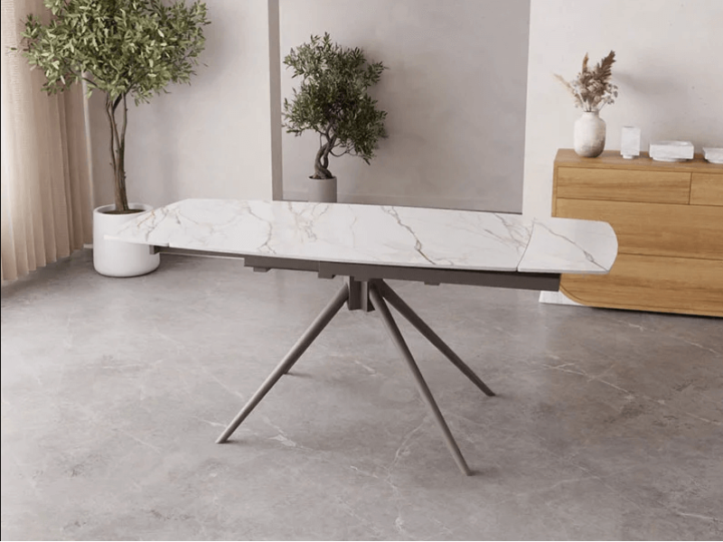 Разтегателна трапезна маса Allegro - Мрамор/Капучино - Трапезни маси