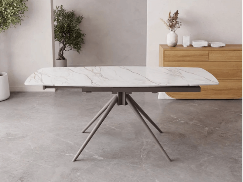 Разтегателна трапезна маса Allegro - Мрамор/Капучино - Трапезни маси