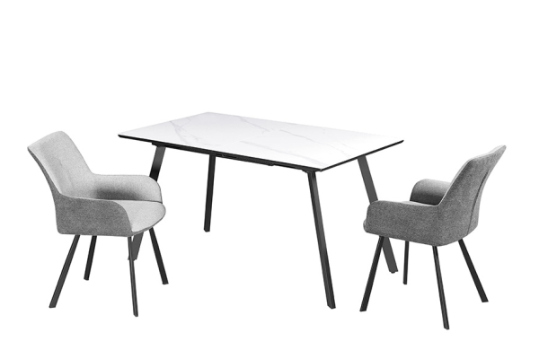 Разтегателна трапезна маса Nancy керамика с черна основа