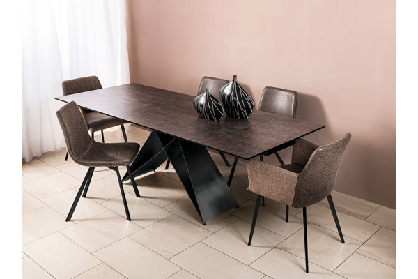 Разтегателна трапезна маса Verona - Кафяв гранит/Черно