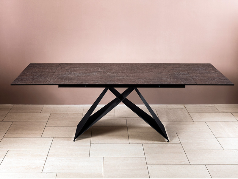 Разтегателна трапезна маса Verona - Кафяв гранит/Черно - Трапезни маси