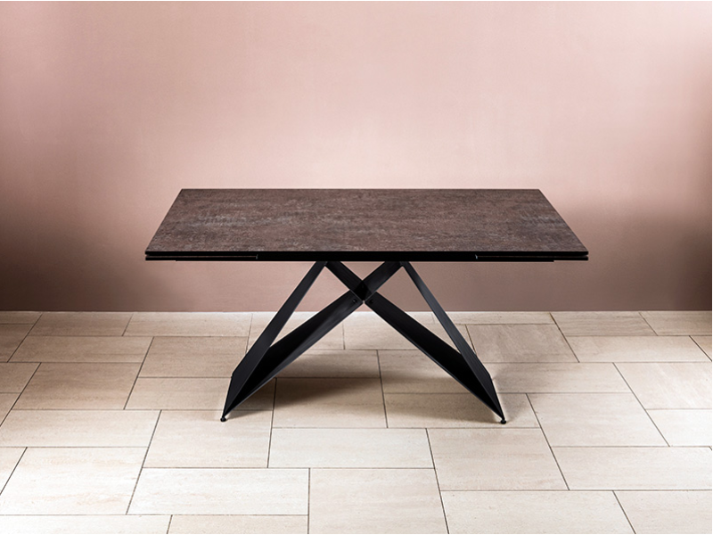 Разтегателна трапезна маса Verona - Кафяв гранит/Черно - Трапезни маси