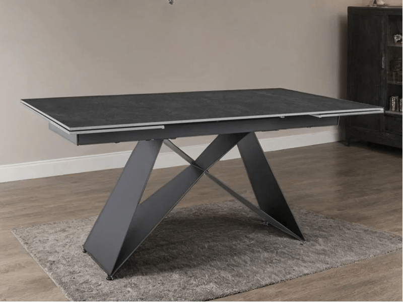 Разтегателна трапезна маса Verona - Сив гранит/Черно - Трапезни маси