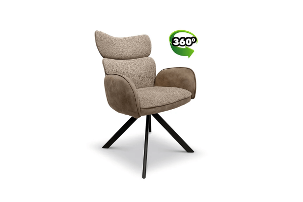 Трапезен стол с подлакътници Apollo - кафяв