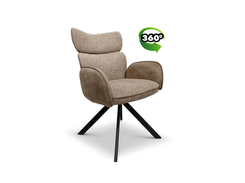 Трапезен стол с подлакътници Apollo - кафяв - Трапезни столове