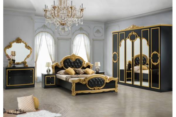 Спален комплект Barocco черно със златно 