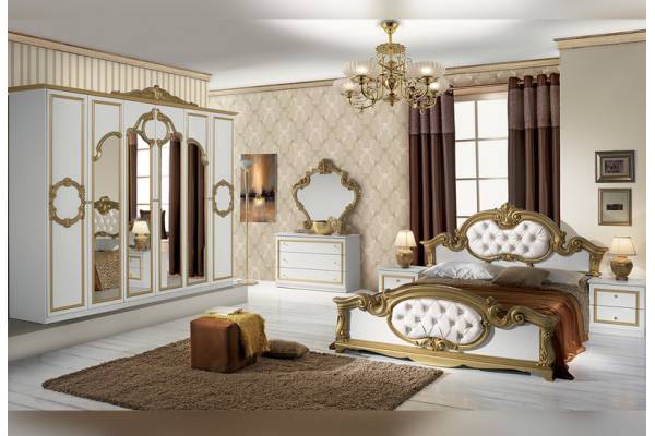 Спален комплект Barocco бяло със златно