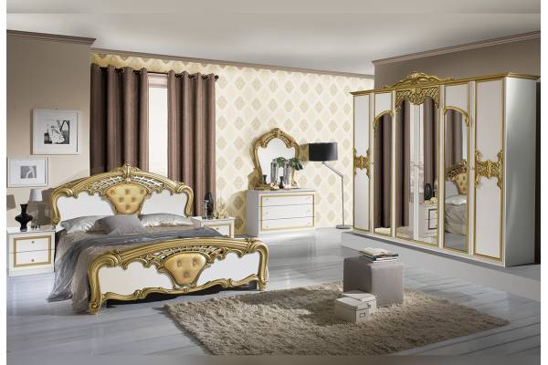 Спален комплект Eva бяло със златно