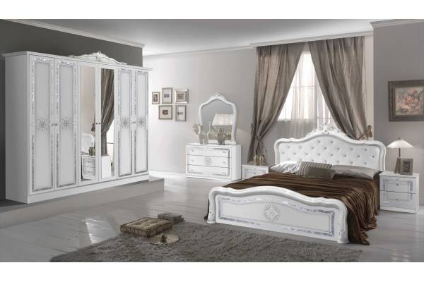 Спален комплект Luisa бяло и сребърно 