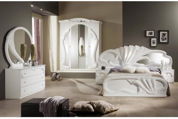 Спален комплект Zaffiro бяло с 4-крилен гардероб