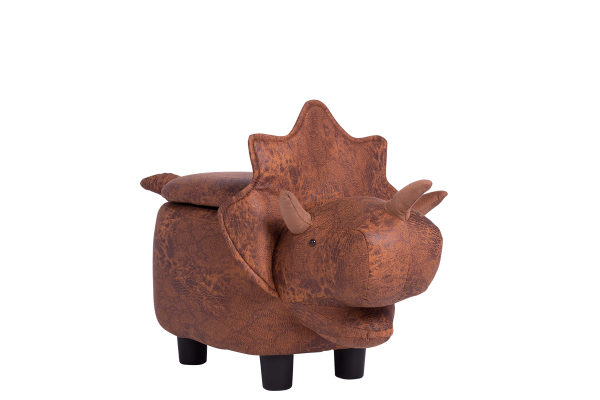 Детска табуретка с ракла - кафяв динозавър