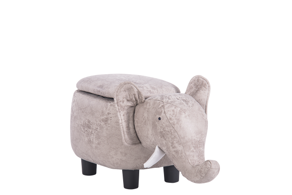 Детска табуретка с ракла - сив слон