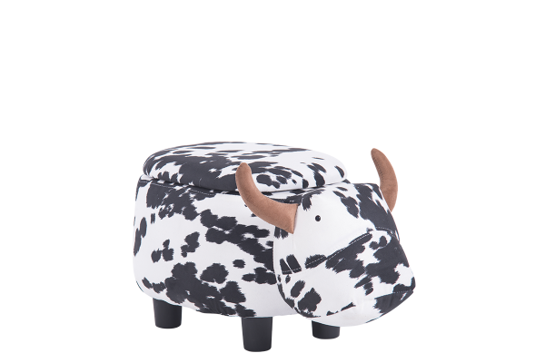 Детска табуретка с ракла - черно-бяла крава