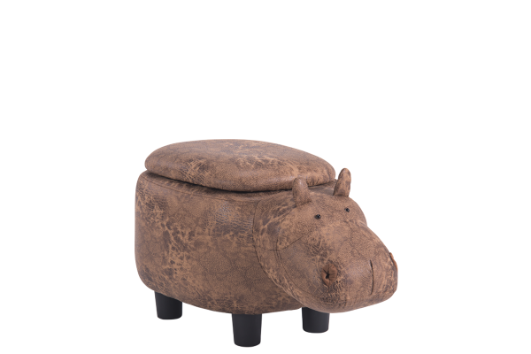 Детска табуретка с ракла - кафяв хипопотам