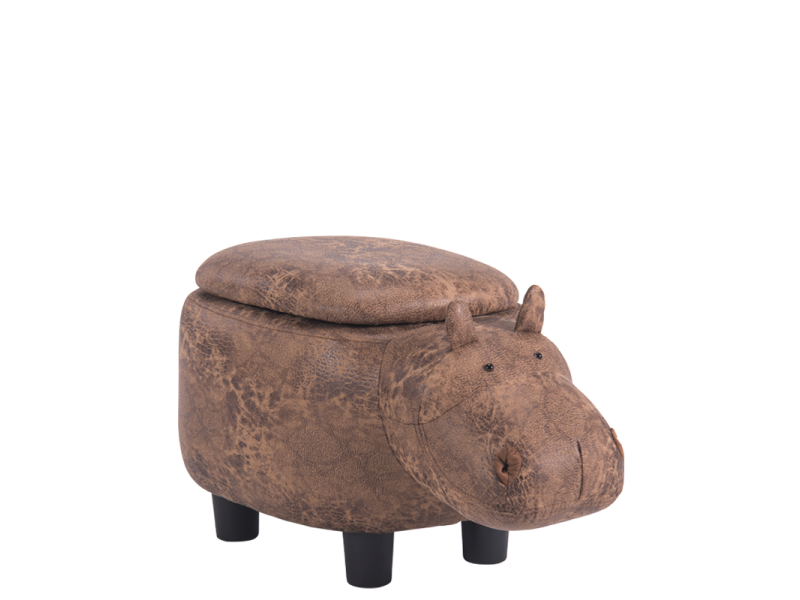 Детска табуретка с ракла - кафяв хипопотам -