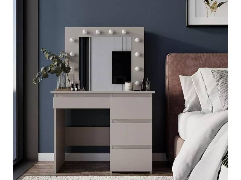 Тоалетка Beauty с огледало и LED осветление - Скринове и тоалетки